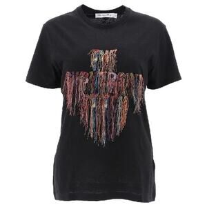 L Christian Dior Black The Subversive Stitch 2019 Embroidered Fringe T-Shirt Top